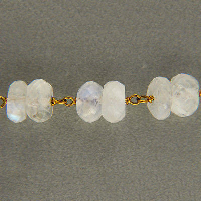 Vintage 22 In 100.00ct Blue Moonstone Rondelle Necklace 14k Twisted Wire – image 7