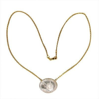 Vintage 39.80ct 14k Clean Quartz Manifestor Crystal Dome Pendant 16 1/2 In Chain – image 3
