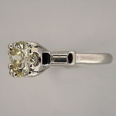 Vintage 1940 .93ct Natural Light Yellow Transitional Diamond Platinum Ring – image 3