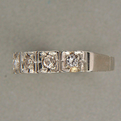 Vintage 1940s Retro Art Deco 14k White Gold .18ct Full Cut Diamond Flat Top Ring – image 3