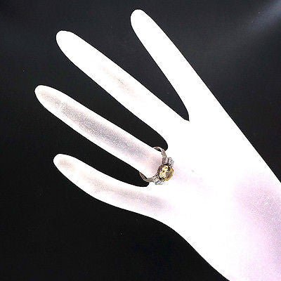 Vintage1.79ct Cushion Cut Natural Yellow Sapphire Platinum Diamond Ring – image 5