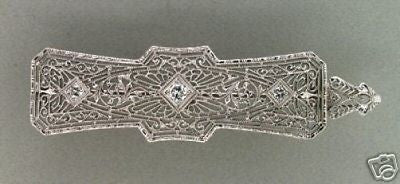 Vintage 1930 Edwardian Art Deco Platinum Top Filigree14k White Gold Pin Pendant – image 3