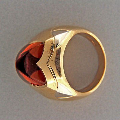 Vintage Bvlgari Italy 18k Pink Gold Square Sugar Loaf Golden Yellow Citrine Ring – image 4