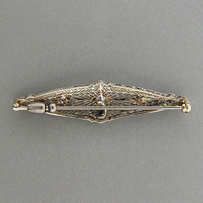 Vintage European Cut Diamond .37ct 14k Gold Art Deco Filigree Pin Chantanelle – image 2