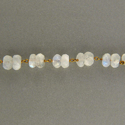 Vintage 22 In 100.00ct Blue Moonstone Rondelle Necklace 14k Twisted Wire – image 9