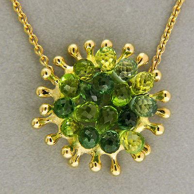 Vintage Designer JM 18k Gold Yellow Green Peridot 17.00ct Briolette Pendant – image 9
