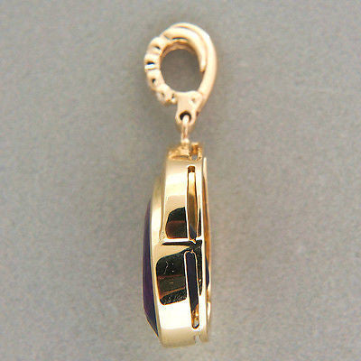 Vintage Purple 5.50ct Pear Amethyst 14k Gold .45CT Full Diamond Pendant Enhancer – image 6