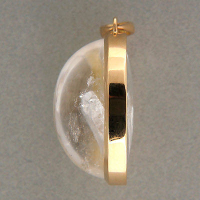 Vintage 31.28CT Rare Natural Clear Manifestor Quartz 14K Pink Gold Frame Pendant – image 2