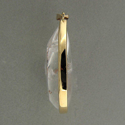 Vintage 50.00ct Rare Powerful Domed Pear Quartz Manifestor Crystal 14k Pendant – image 2