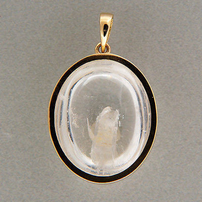 Vintage 31.28CT Rare Natural Clear Manifestor Quartz 14K Pink Gold Frame Pendant – image 4