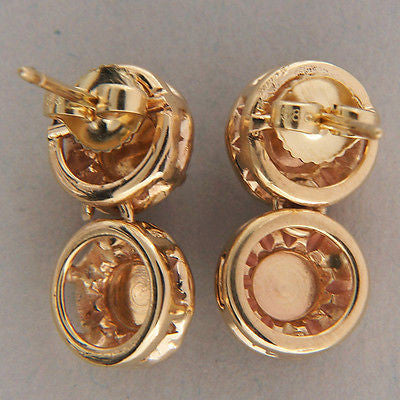 Vintage 1950s 2 Section Four 5.5mm Mobe Pearl 14k Gold Garnet Dangle Earrings – image 8