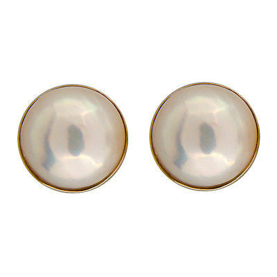 17mm Top Gem Quality Mobe Pearl Peacock Overtone 14k Gold Clip Post Earrings