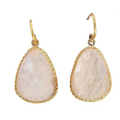 Vintage White Moonstone 14k Yellow Gold 22.00ct Yellow Gold Dangle Earrings
