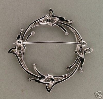 Estate 1960s 18k White Gold Circular Comet Design Round Single Cut Diamond Pin – image 2