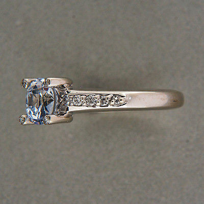 Vintage 1.45ct Natural Very Light Sapphire 14k White Gold .15ct Diamond Ring – image 4