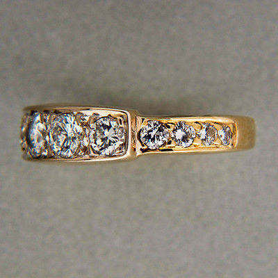 Vintage 1.20ct Total 14k Yellow Gold Full Cut Diamond Band Ring Prong Free Size – image 4