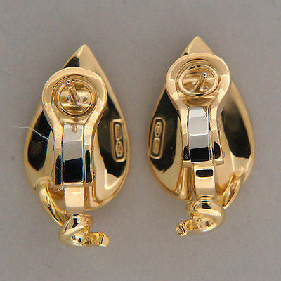 Vintage Heavy 18k Gold 8 Diamond Italian Textured Leaf Clip & Post Earrings – image 2