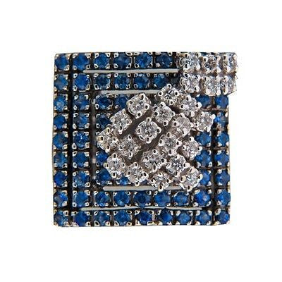 Vintage Designer Sonia B 18k Gold Square 4.05ct Sapphire Diamond Accent Ring – image 3