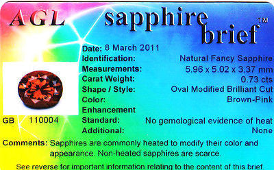 GIA .68 Carat Brown Pink Sapphire Diamond Three-Stone Gold Engagement Ring – image 2