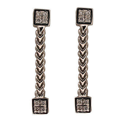 Vintage Kurt Gutman 18k White Gold 16 Diamond 3-D 2 Section Dangle Earrings
