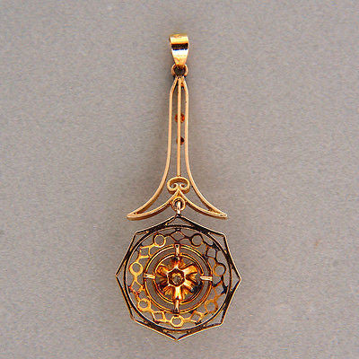 Vintage Estate Victorian .03ct Diamond 14k Pink Gold Filigree Pendant – image 4