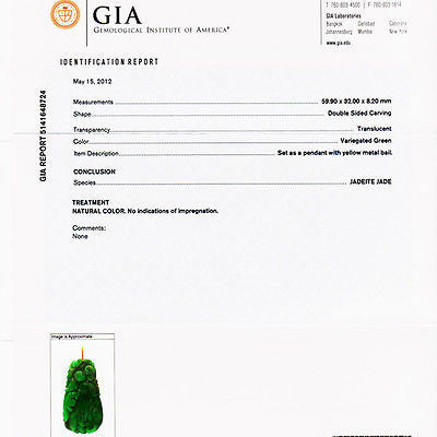 GIA Certified Large Carved Jadeite Jade Gold Pendant – image 4