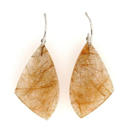 Rare Quartz Golden Rutile 50.00ct 14k White Gold Dangle Earrings – image 3