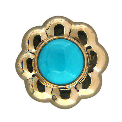 Vintage Estate Italian Flower 14k Ring 11.5mm Bright Blue Turquoise – image 5