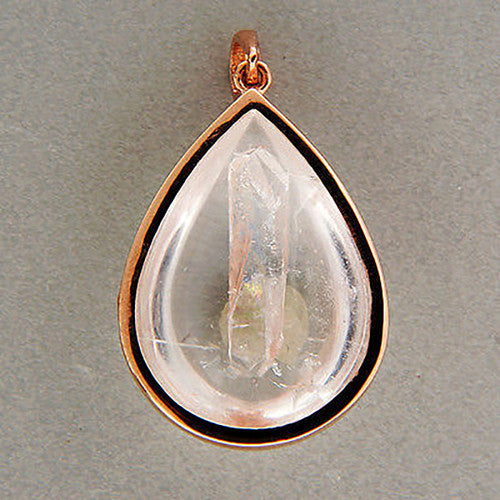 Vintage Pear 20.24ct Rare Clear Manifestor Quartz Crystal 14k Pink Gold Pendant – image 4