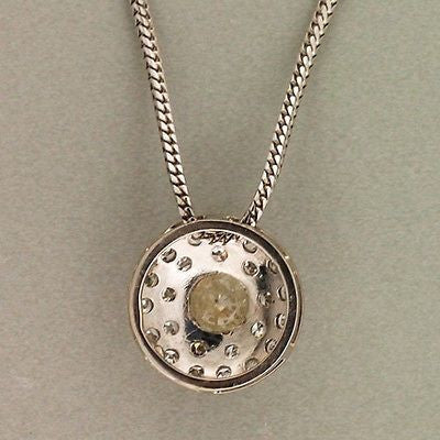 Domed 14k White Gold 26 Diamond Round Slide Pendant 18 Inch Snake Style Chain – image 2