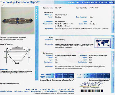 AGL Yogo Montana Deco Kite Shaped Sapphire Natural Pearl Gold Platinum Brooch – image 3