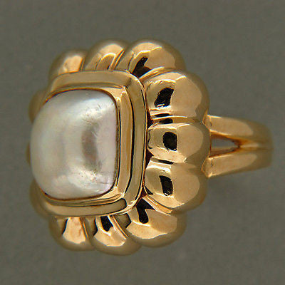Vitnage Designer Ma 14k Gold Shrimp Style 11mm Silvery Grey Mobe Pearl Ring – image 4