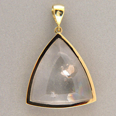Vintage 31.34ct Unique Rectangular Clear Crystal Quartz Manifestor 18k Pendant – image 2
