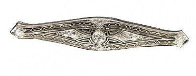 Estate Delicate Hand Made Platinum Filigree 1920s Old European Cut Diamond Pin