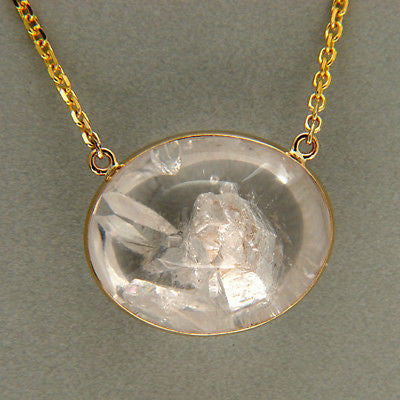 Vintage 39.80ct 14k Clean Quartz Manifestor Crystal Dome Pendant 16 1/2 In Chain – image 4