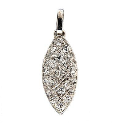Vintage Estate 1900 Victorian Platinum .15ct Diamond Pendant Bead Set