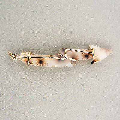 Vintage Druzy Black and White 14k White Gold Frame Arrow Lightning Pin Pendant – image 2
