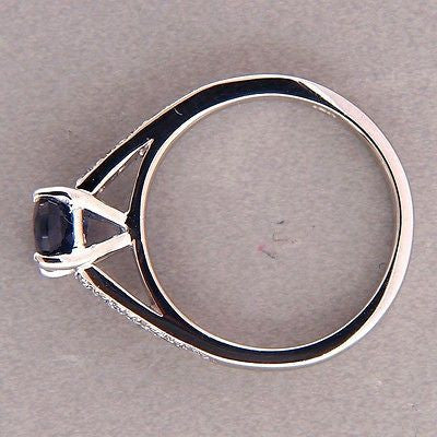 Vintage 1.04ct Oval Bright Royal Blue Sapphire .22ct 18k White Gold Ring – image 8