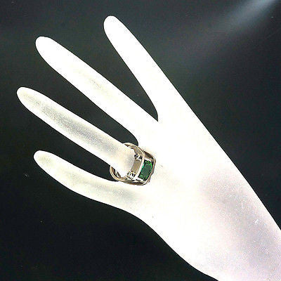 Vintage Estate 2.90ct Green Tourmaline .20ct Diamond 14k White Gold Ring – image 4