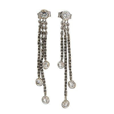 Peter Suchy Diamond Gold 3 Row Cable Chain Dangle Earrings