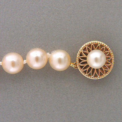 Vintage Cream 7 To 7.5mm Japanese Cultured Pearl 16 Inch Necklace 14k Catch – image 8