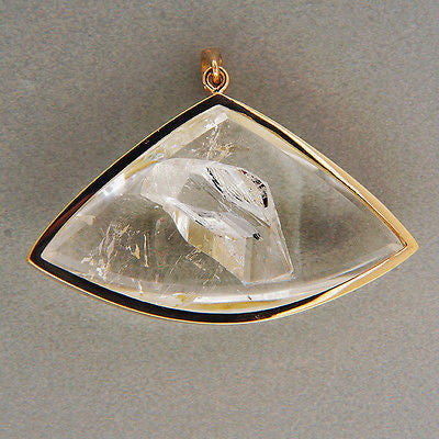 Vintage Estate 49.59ct Rare Manifestor Quartz Crystal 18k Yellow Gold Pendant – image 2
