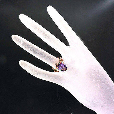 Vintage Estate 3.50ct Marquise Fantasy Cut Amethyst 14k Yellow Gold Ring – image 3