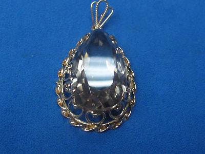 Vintage 1950s 16ct 14k Rose Gold Open Work Frame Pear Smokey Quartz Pendant – image 4
