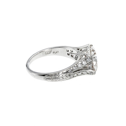 GIA Certified 4.01 Carat Diamond Platinum Split Shank Engagement Ring – image 2