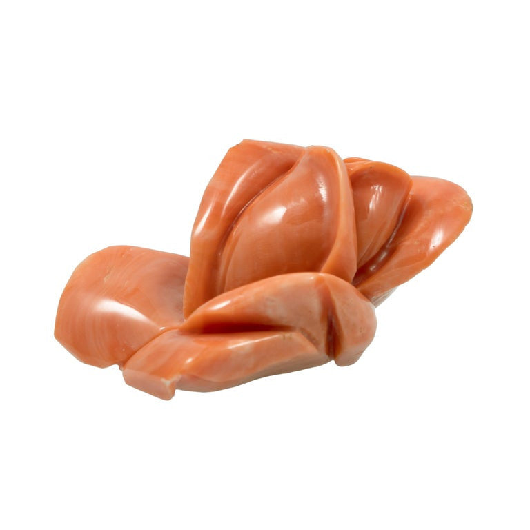GIA Certified 131.22 Carat Rose Shaped Hand Carved Natural Coral Ornament – image 6