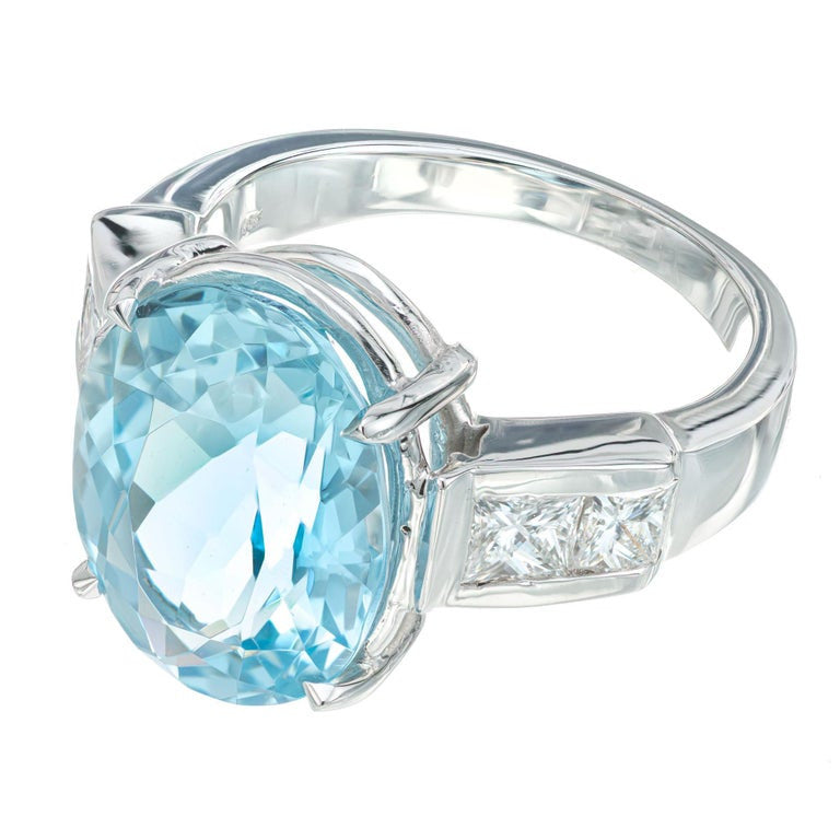 6.30 Carat Aquamarine Diamond White Gold Ring – image 2