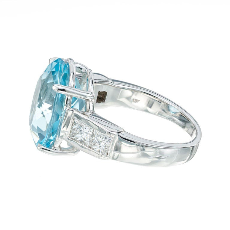 6.30 Carat Aquamarine Diamond White Gold Ring – image 3