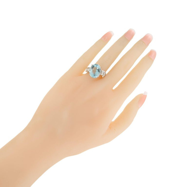 6.30 Carat Aquamarine Diamond White Gold Ring – image 6