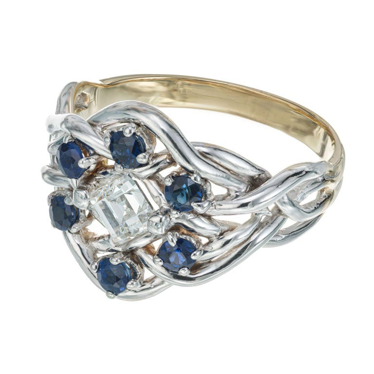 .60 Carat Diamond Sapphire White Gold Knot Ring – image 3